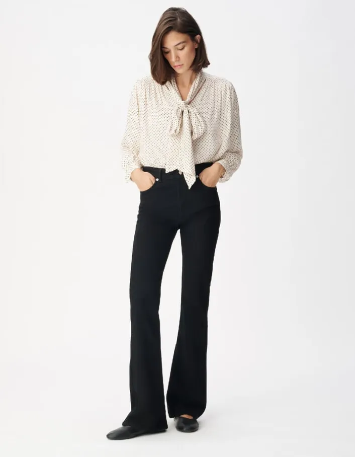 Jean flare noir taille haute Jodie Femme