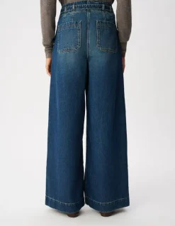 Jean large bleu avec ceinture Elisa Femme