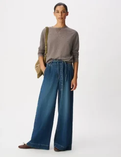 Jean large bleu avec ceinture Elisa Femme