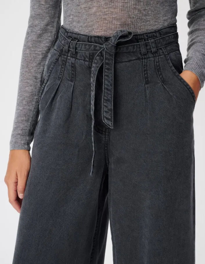 Jean large gris avec ceinture Elisa Femme