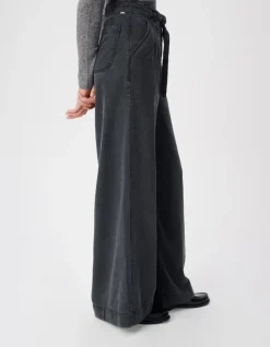 Jean large gris avec ceinture Elisa Femme