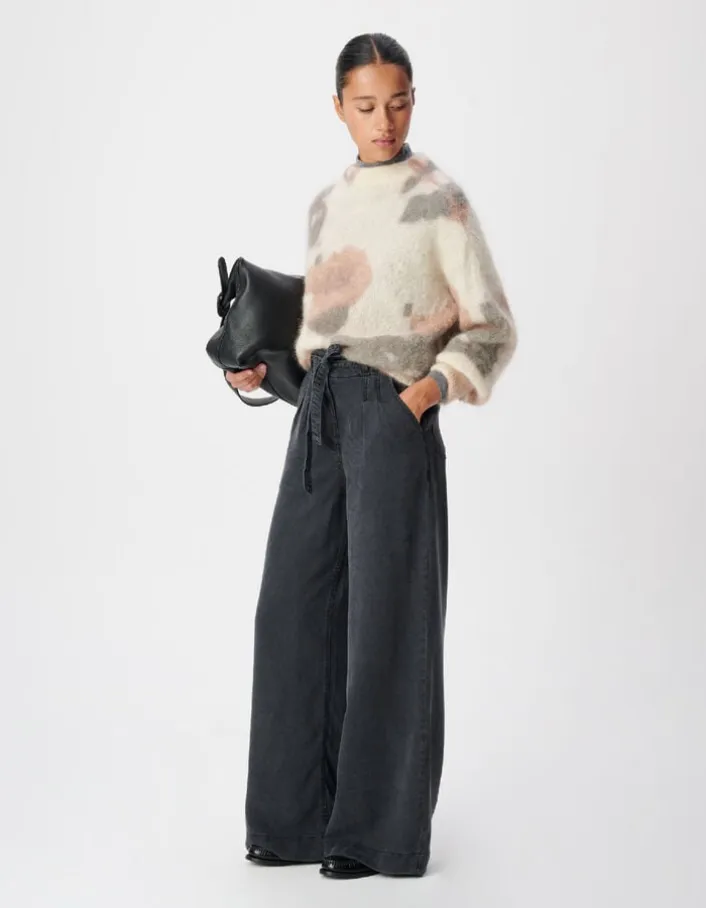 Jean large gris avec ceinture Elisa Femme