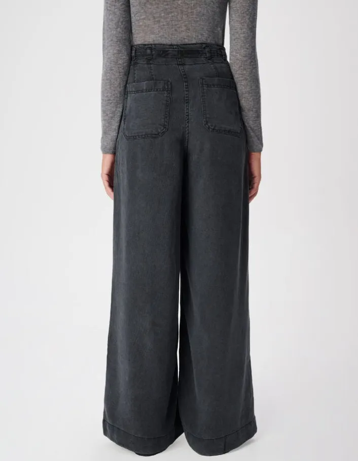 Jean large gris avec ceinture Elisa Femme