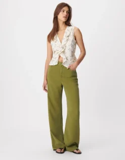 Jean large vert Lyocell® taille haute Edie Femme