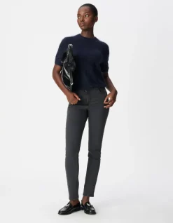 Jean slim gris taille haute détails clous Nina Femme
