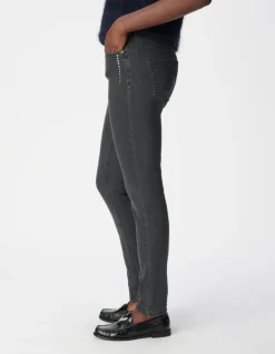 Jean slim gris taille haute détails clous Nina Femme
