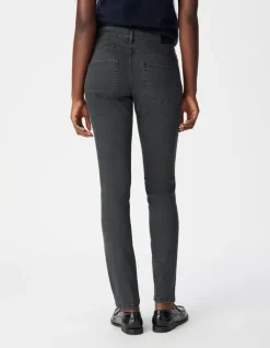 Jean slim gris taille haute détails clous Nina Femme