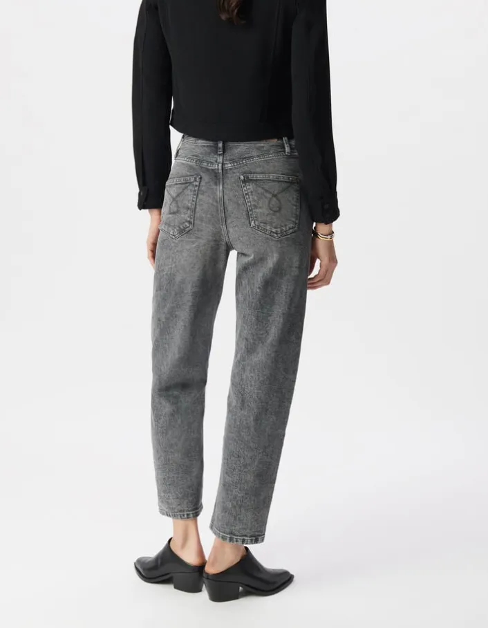 Jean slouchy en coton BCI gris longueur cropped femme