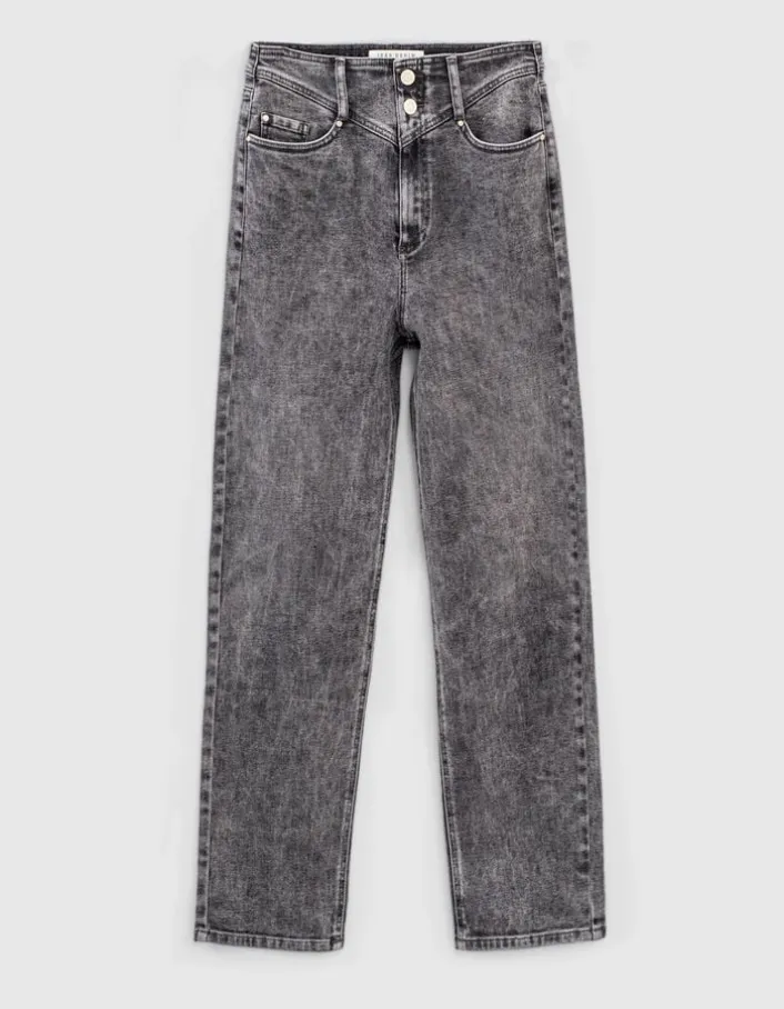 Jean slouchy en coton BCI gris longueur cropped femme
