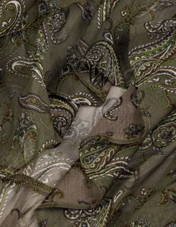 Jupe longue asymétrique kaki imprimé cachemire Femme
