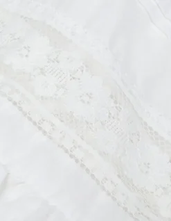 Jupe longue blanche détails dentelle Femme