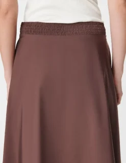 Jupe longue marron en taffetas pour femme