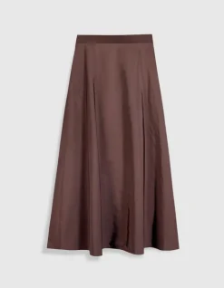 Jupe longue marron en taffetas pour femme