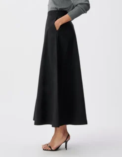 Jupe longue noire trapèze Femme