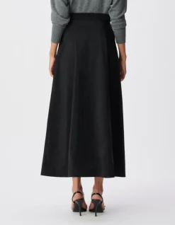 Jupe longue noire trapèze Femme