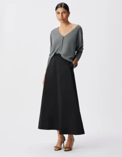 Jupe longue noire trapèze Femme