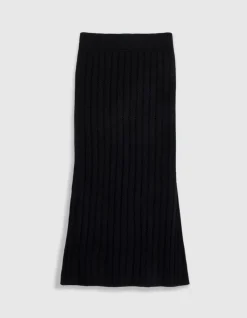 Jupe longue noire tricot ajouré Femme