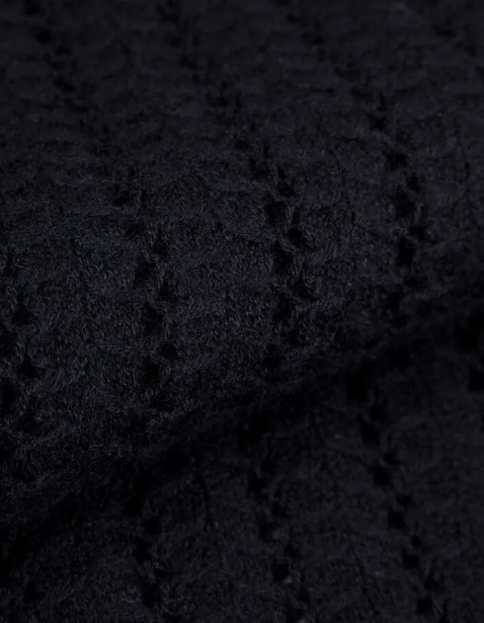 Jupe longue noire tricot ajouré Femme