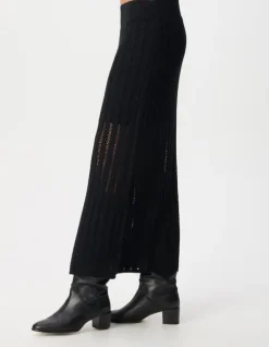 Jupe longue noire tricot ajouré Femme
