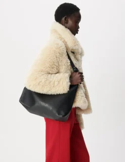 Manteau court blanc sherpa fermeture mousquetons Femme