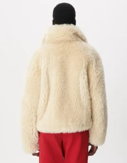 Manteau court blanc sherpa fermeture mousquetons Femme