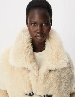Manteau court blanc sherpa fermeture mousquetons Femme