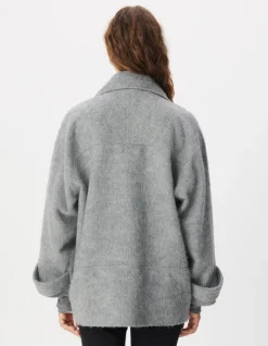 Manteau court gris lainage forme caban Femme