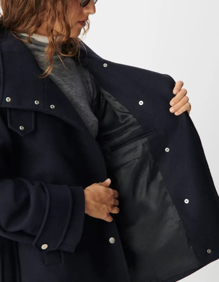 Manteau court marine avec ceinture Femme