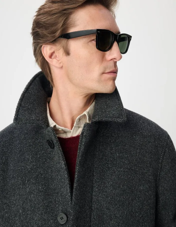Manteau gris lainage faux-uni Homme
