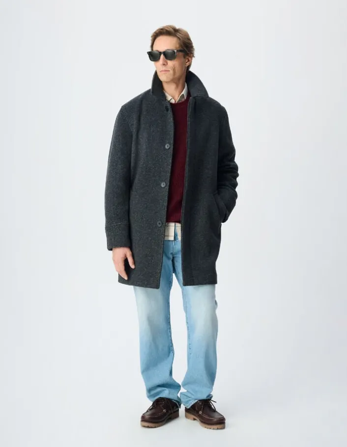 Manteau gris lainage faux-uni Homme