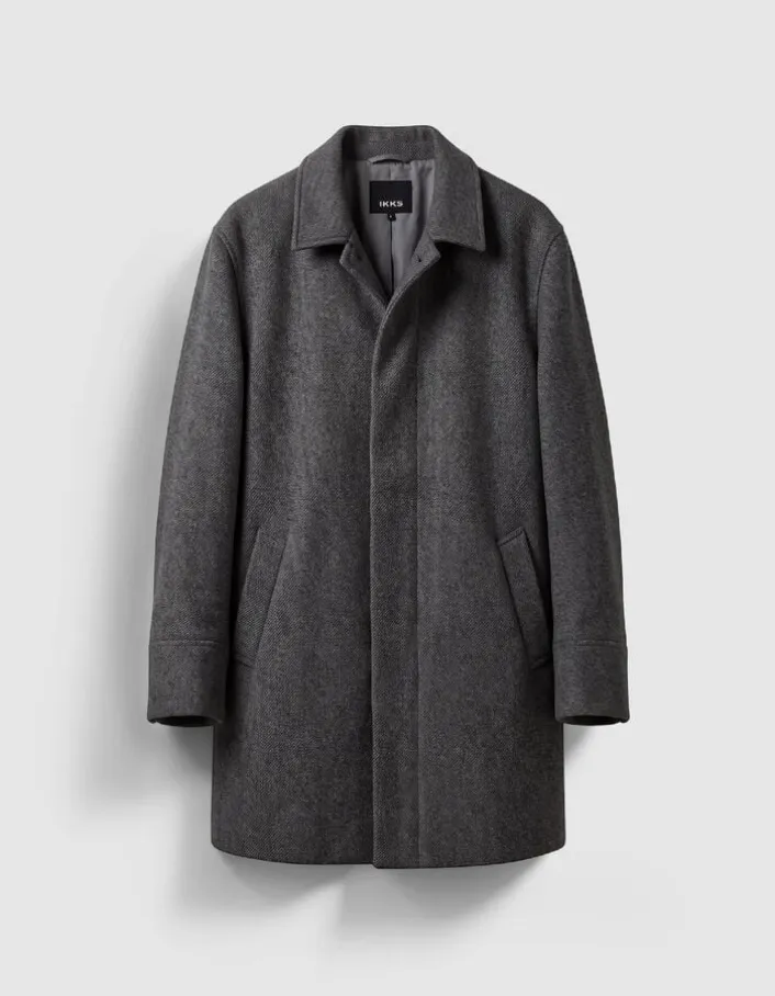 Manteau gris lainage faux-uni Homme
