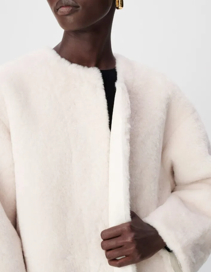 Manteau long blanc esprit cocooning Femme