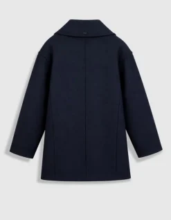 Manteau marine forme caban lainage Femme