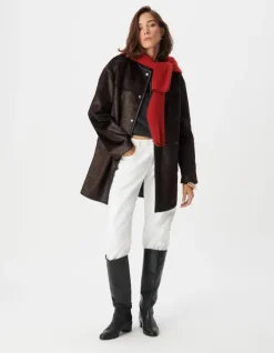 Manteau marron effet poulain Femme