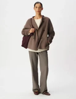 Manteau marron lainage boutonnage croisé Femme
