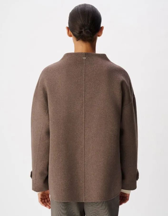 Manteau marron lainage boutonnage croisé Femme