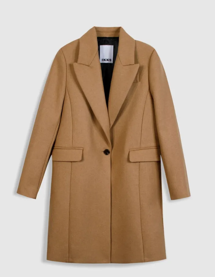 Manteau mi-long camel lainage Femme