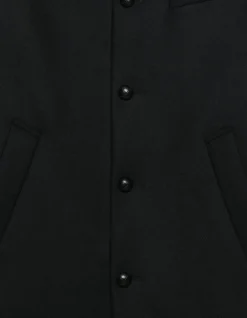 Manteau noir lainage col officier Homme