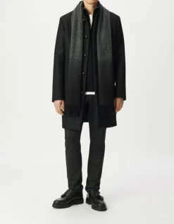 Manteau noir lainage col officier Homme