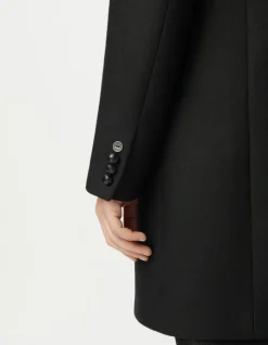 Manteau noir lainage col officier Homme