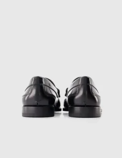 Mocassins noirs cuir avec couture froncée Femme