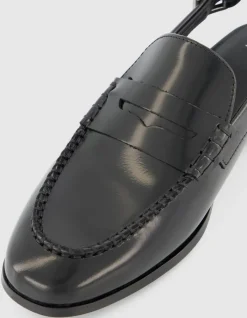 Mocassins slingbacks noirs cuir Femme