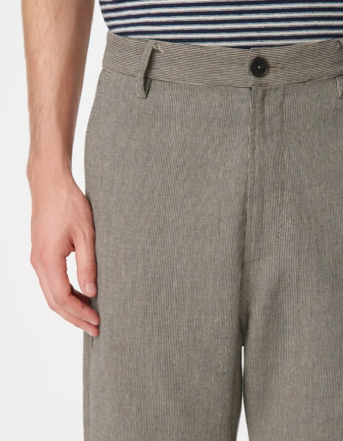 Pantalon battle gris motif rayures Homme