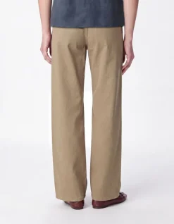 Pantalon chino camel large Femme