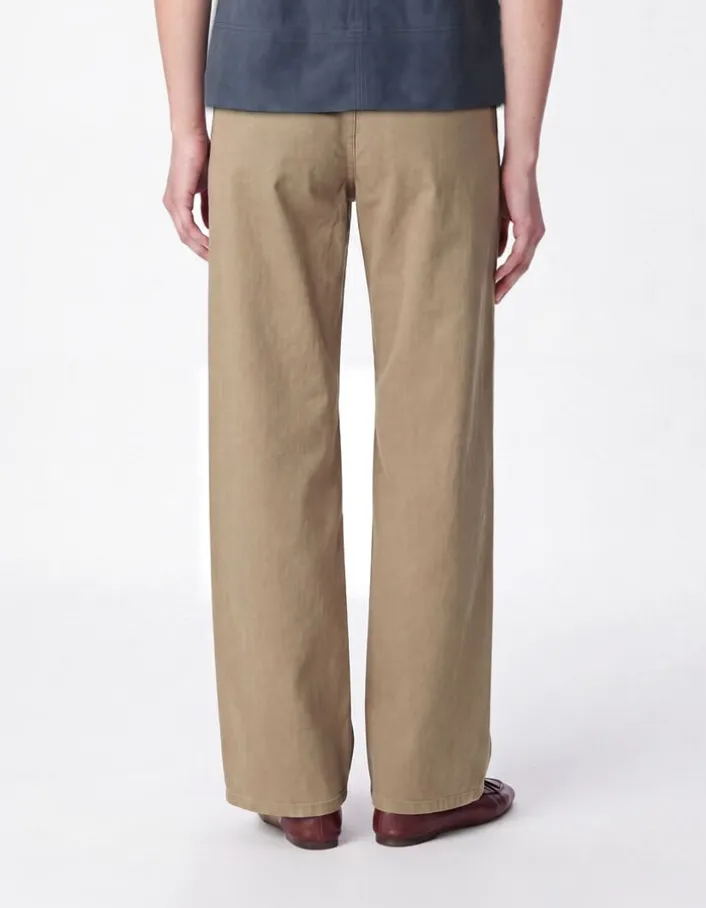 Pantalon chino camel large Femme
