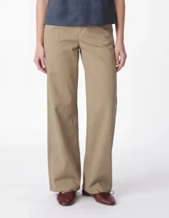 Pantalon chino camel large Femme