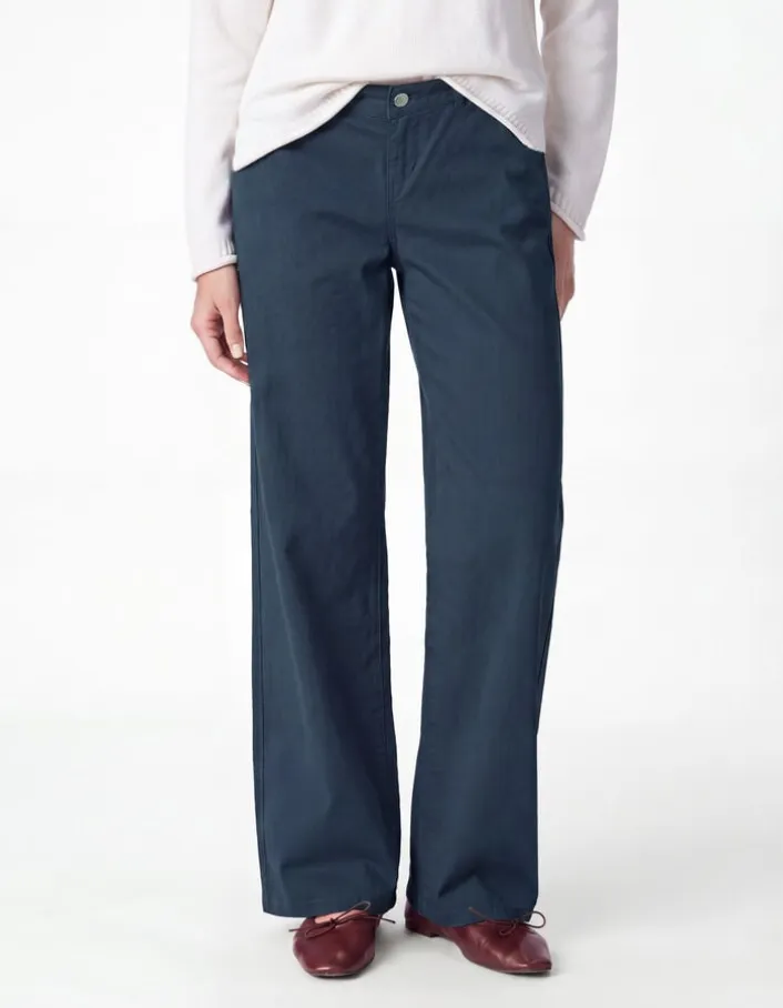 Pantalon chino marine large Femme