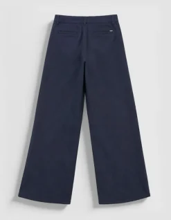 Pantalon chino marine large Femme