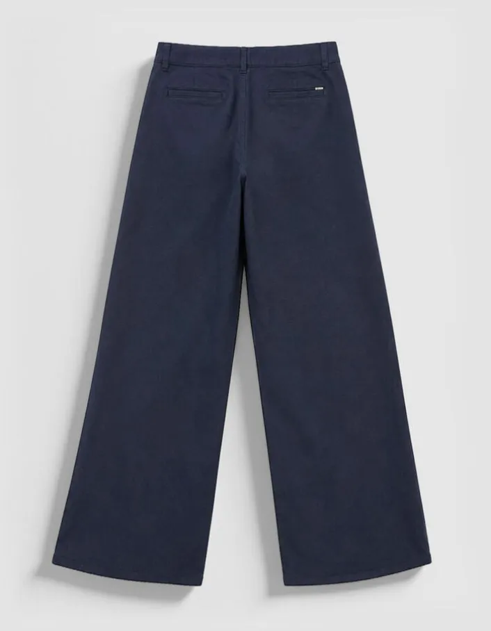 Pantalon chino marine large Femme