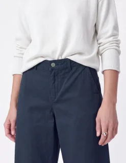 Pantalon chino marine large Femme